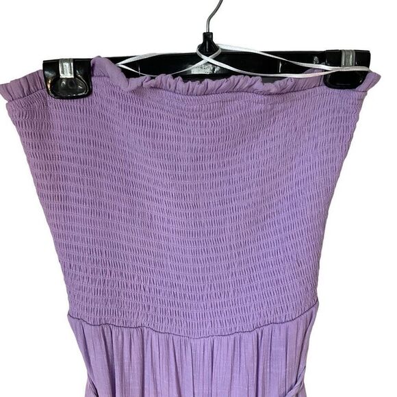 Love Tree Tiered Lavender Smocked Wide Leg Jumpsuit, M. - Picture 6 of 16